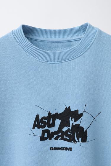 PRINTED SWEATSHIRT WITH SLOGAN - Blue by Zara - Image 2