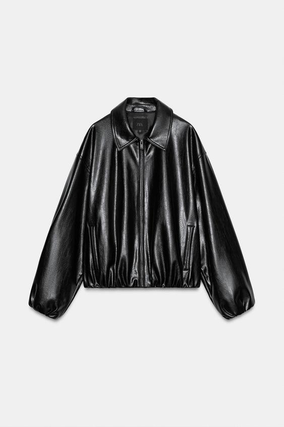 LEATHER EFFECT JACKET WITH POCKETS - Black by Zara - Image 0