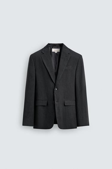 REGULAR FIT 100% LINEN SUIT BLAZER - Dark navy by Zara