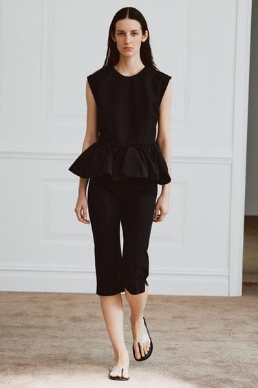 Zara ZW COLLECTION SLEEVELESS PEPLUM TOP - Black