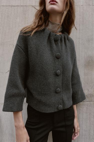 BLOUSON BOMBER AVEC LAINE ET PLIS AU COL - Gris moyen de Zara - Image 1