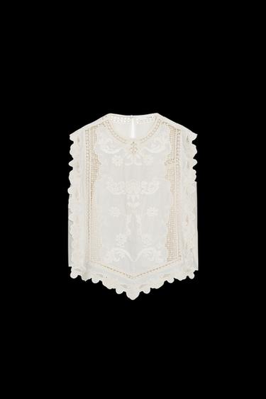 Zara ZW COLLECTION RUFFLED CHEST SHIRT - White - Image 0