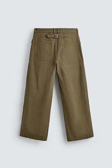 PANTALON COUPE LARGE À PASSANT - Kaki de Zara - Image 8