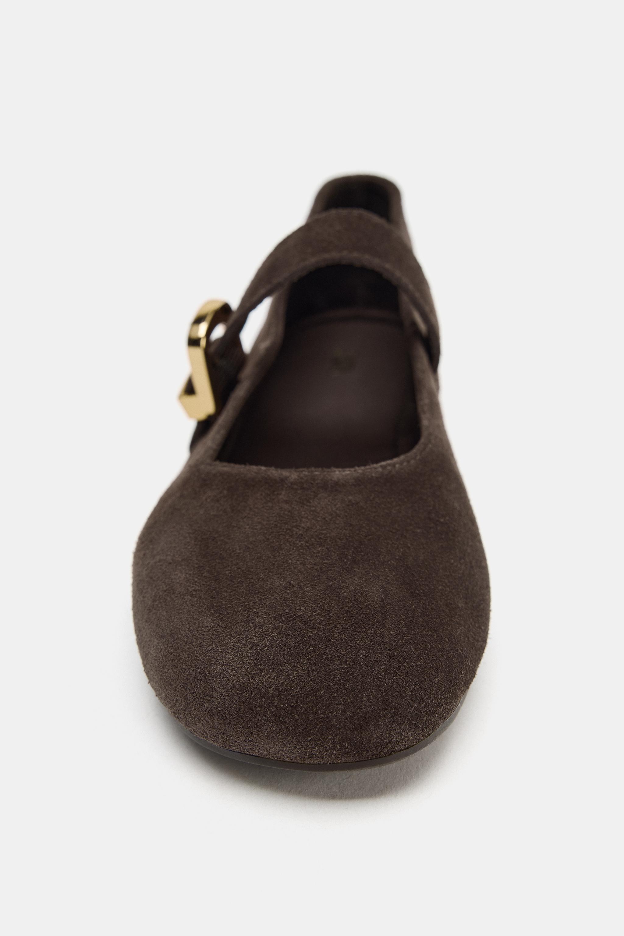 SUEDE BUCKLE BALLET FLATS