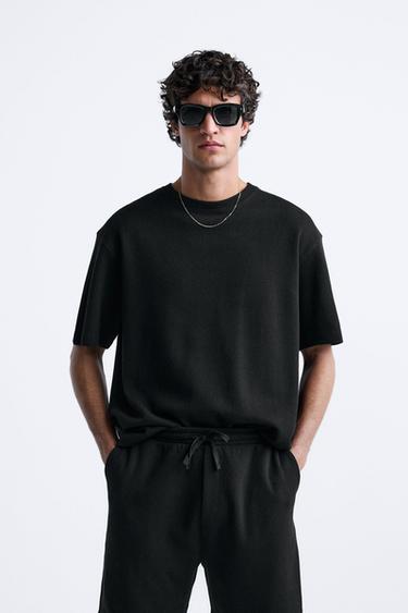 SOFT RIBBED T-SHIRT - Black by Zara