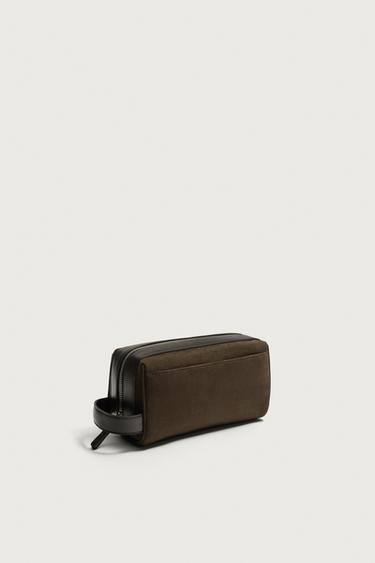Zara CONTRASTING TOILETRY BAG - Brown