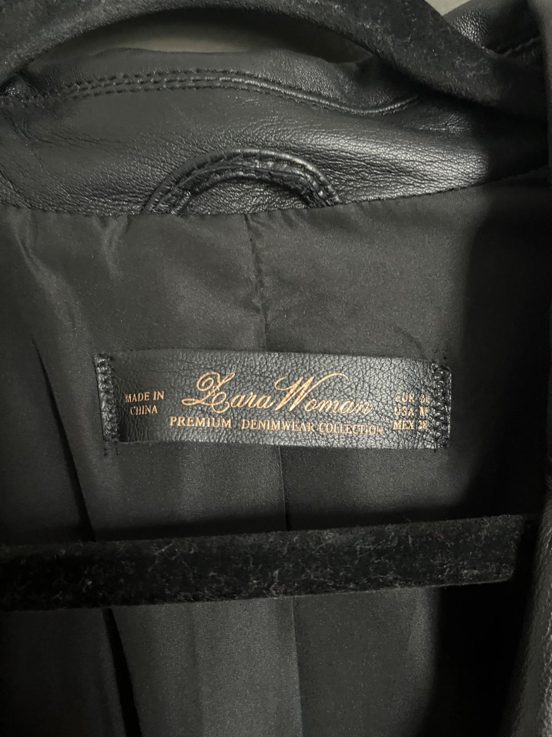 ZARA LAMBSKIN NAPA LEATHER BIKER JACKET ROCK STUD BUCKLE STRAP BLACK GOLD - Image 7