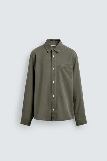 WASHED FLOWING SHIRT - GREEN by Zara