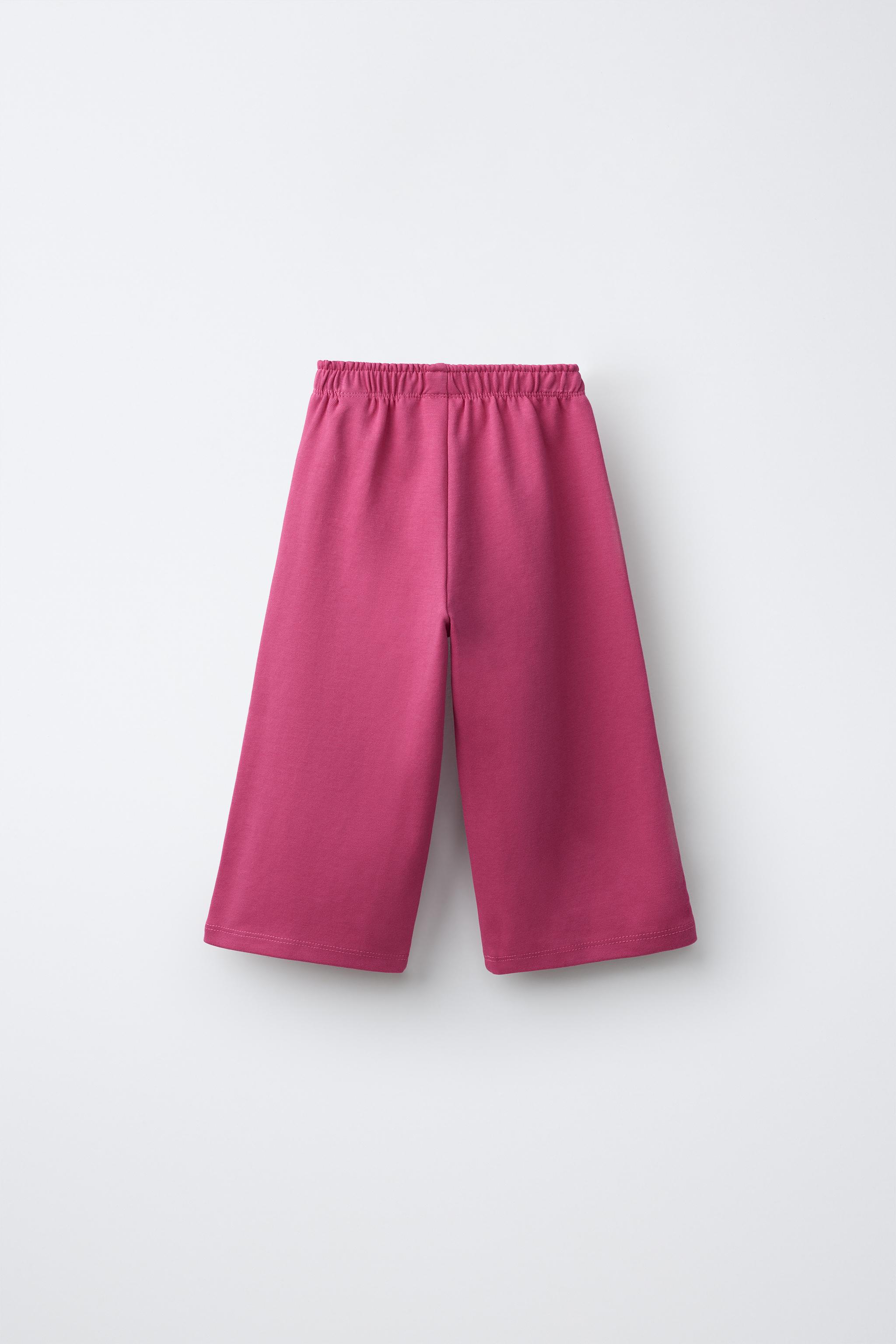 HEART INTERLOCK WIDE LEG PLUSH PANTS — Dark fuchsia