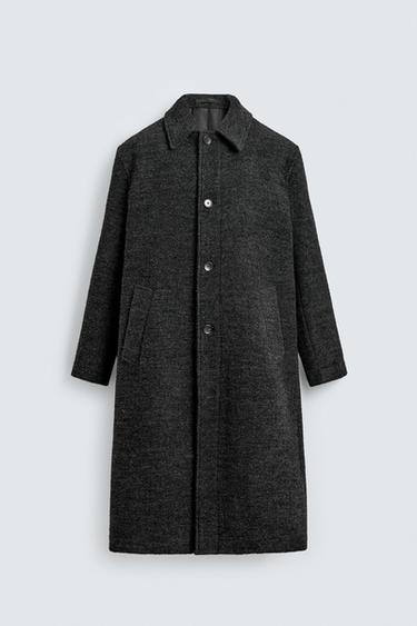 Zara TEXTURED WOOL BLEND COAT - Dark gray