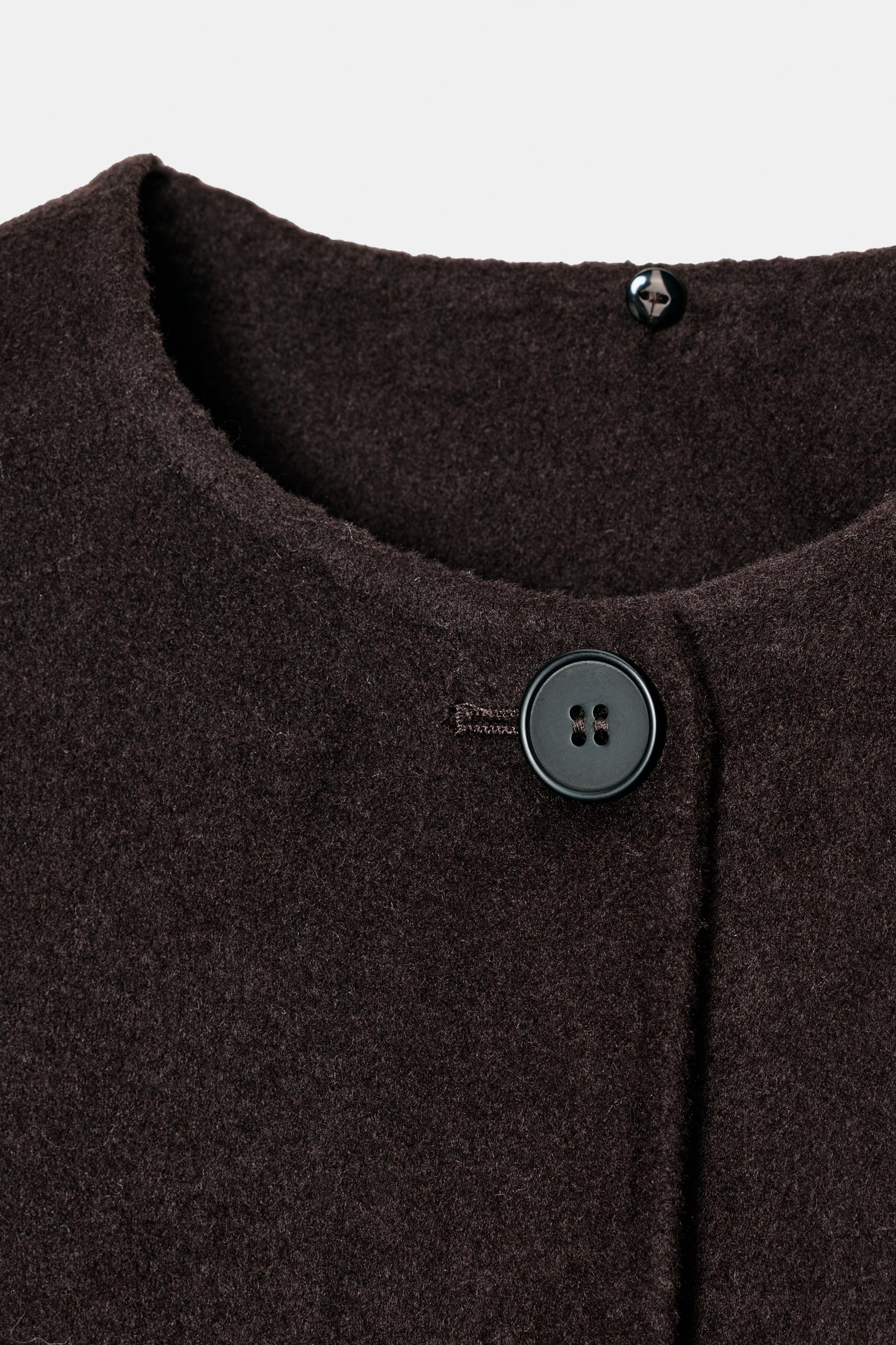 ウール ショートスカーフコート - ブラウン | ZARA Japan / 日本