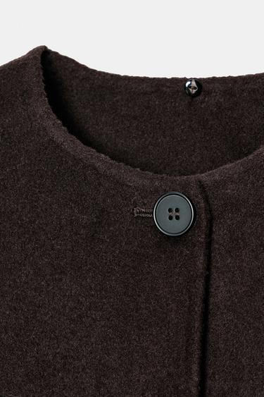 MANTEAU COURT ÉCHARPE AVEC LAINE - Marron de Zara - Image 10