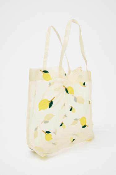 EMBROIDERED FABRIC BAG - Yellow by Zara - Image 1