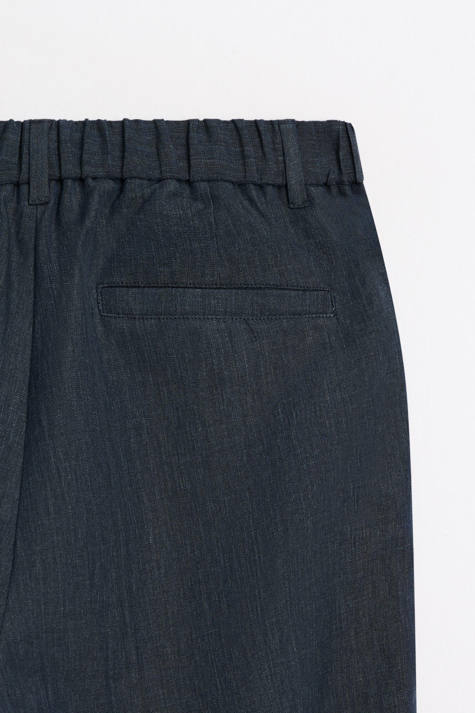 100% Linen Elastic-Waist Pants