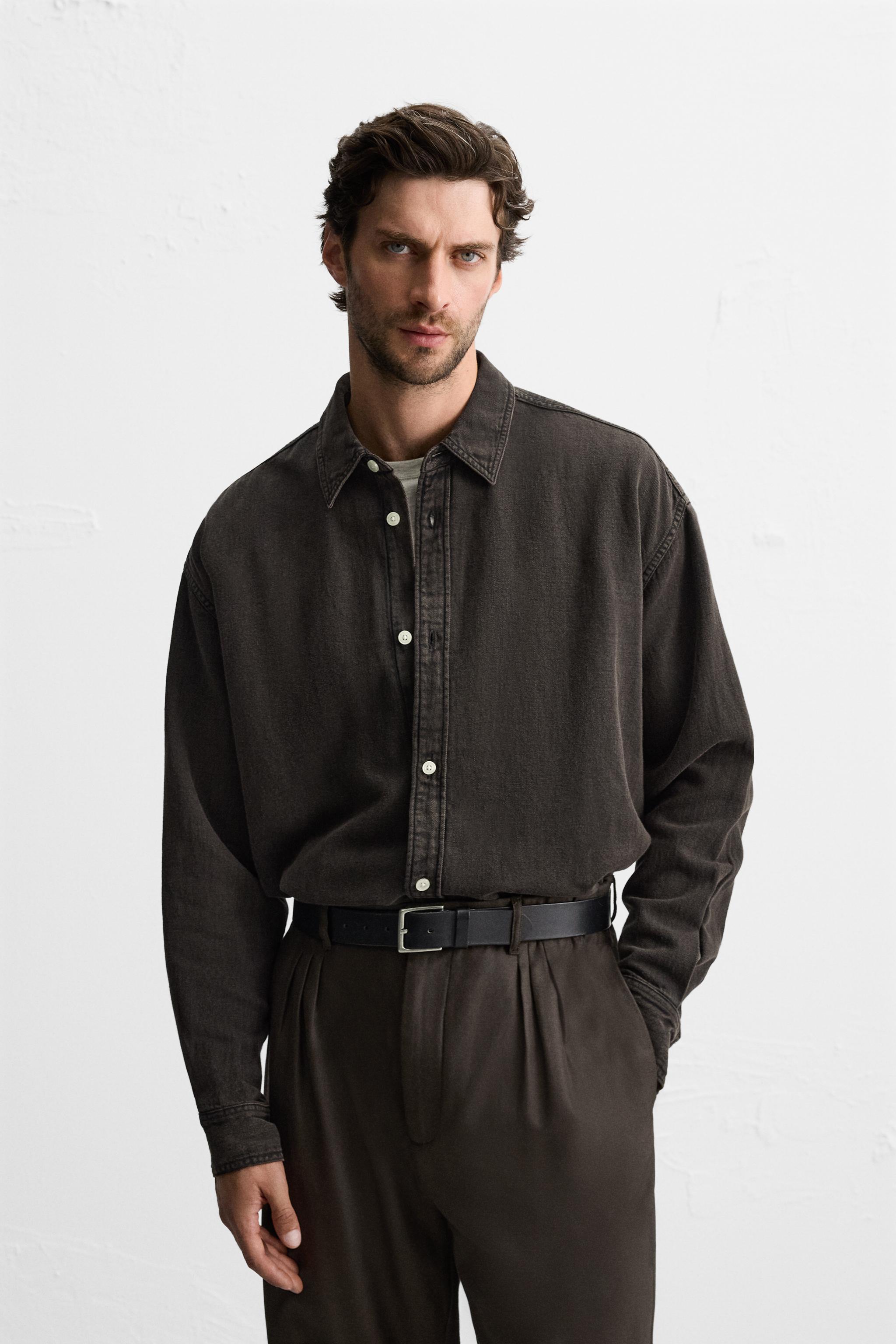 Camisa negra hombre zara online