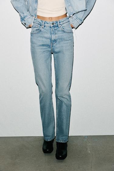 TRF STRAIGHT HIGH-WAIST JEANS - Light blue by Zara