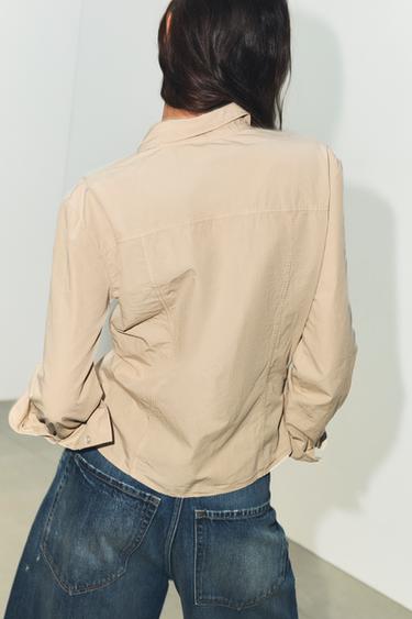CHEMISE EN POPELINE LAVÉE - Beige de Zara - Image 4