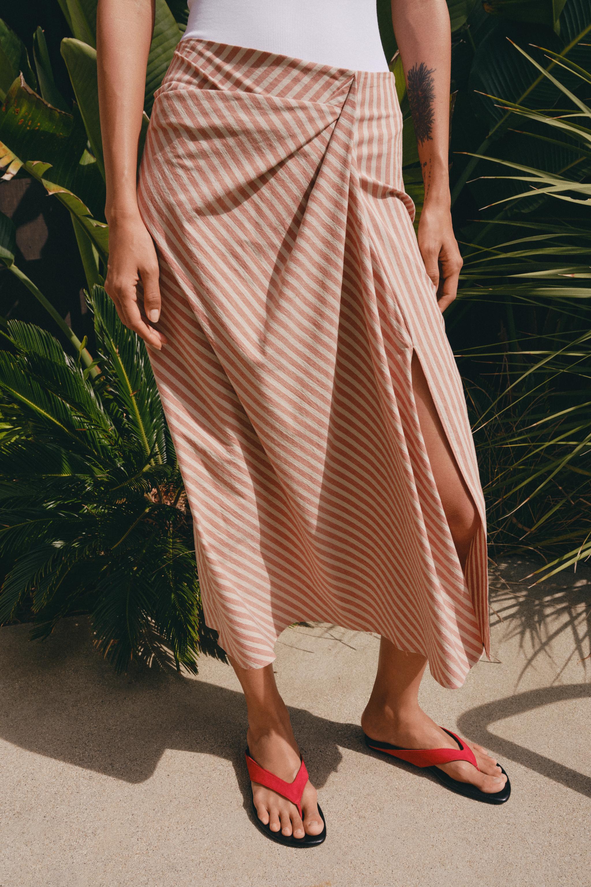 ZW COLLECTION DRAPED STRIPED SKIRT