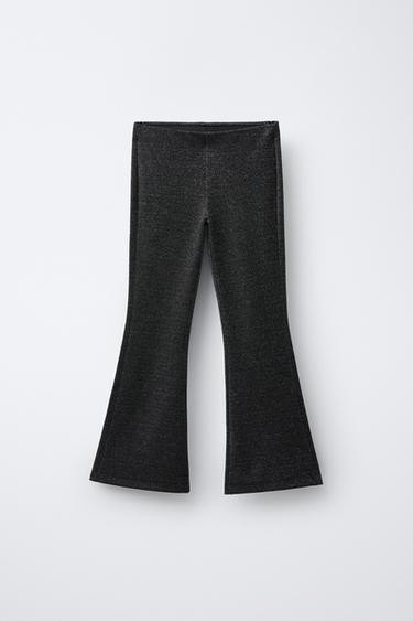 SPARKLY BELL BOTTOM LEGGINGS - Black / Silver by Zara