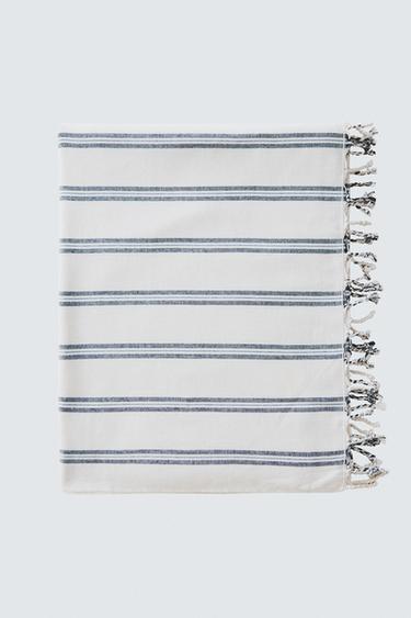 STRIPED WRAP BEACH TOWEL - Navy blue by Zara