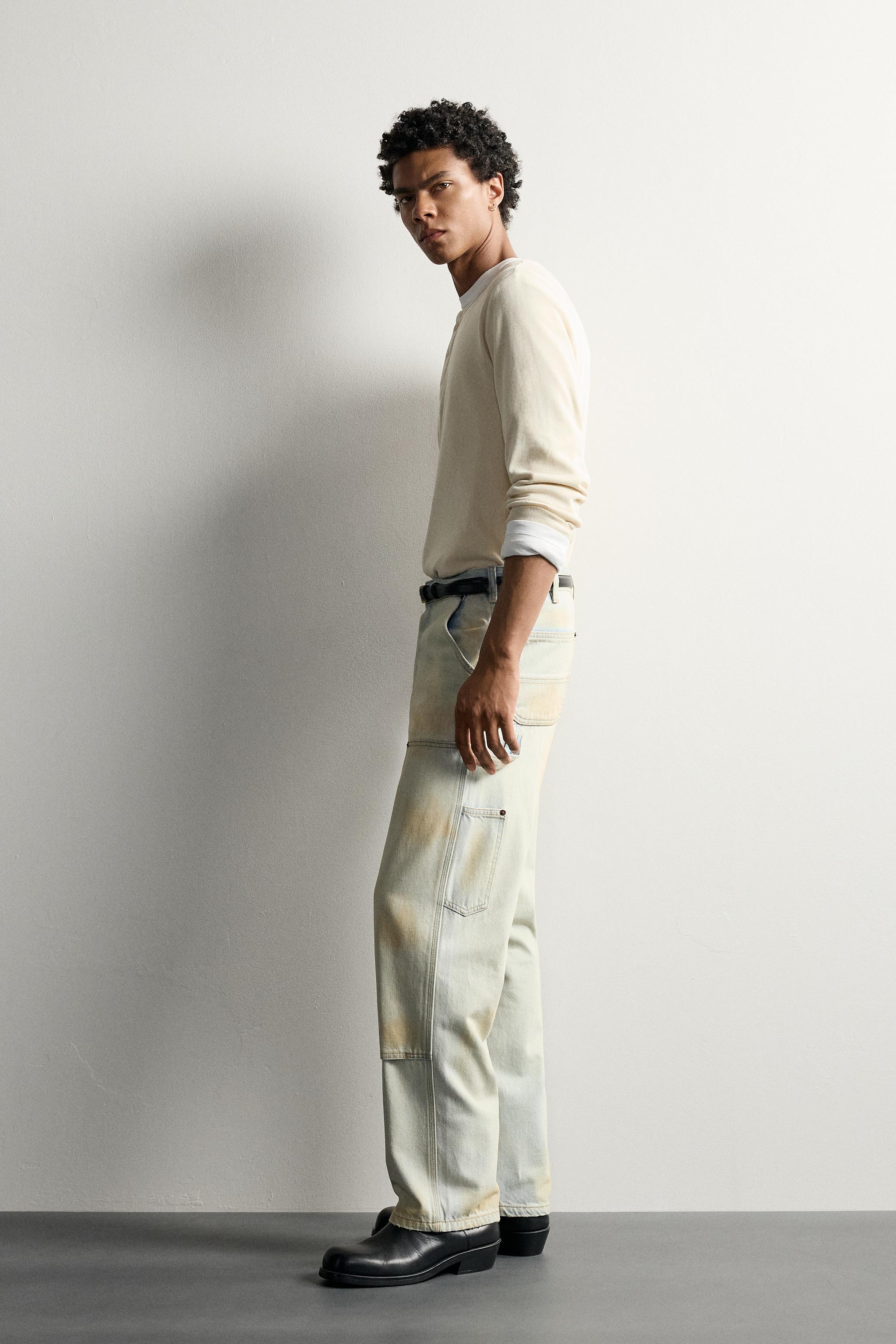 Мужские джинсы Zara VINTAGE-WASH CARPENTER PANTS — фото 4