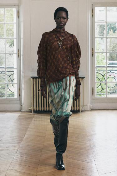 ZW COLLECTION PRINTED MIDI SKIRT - Brown by Zara