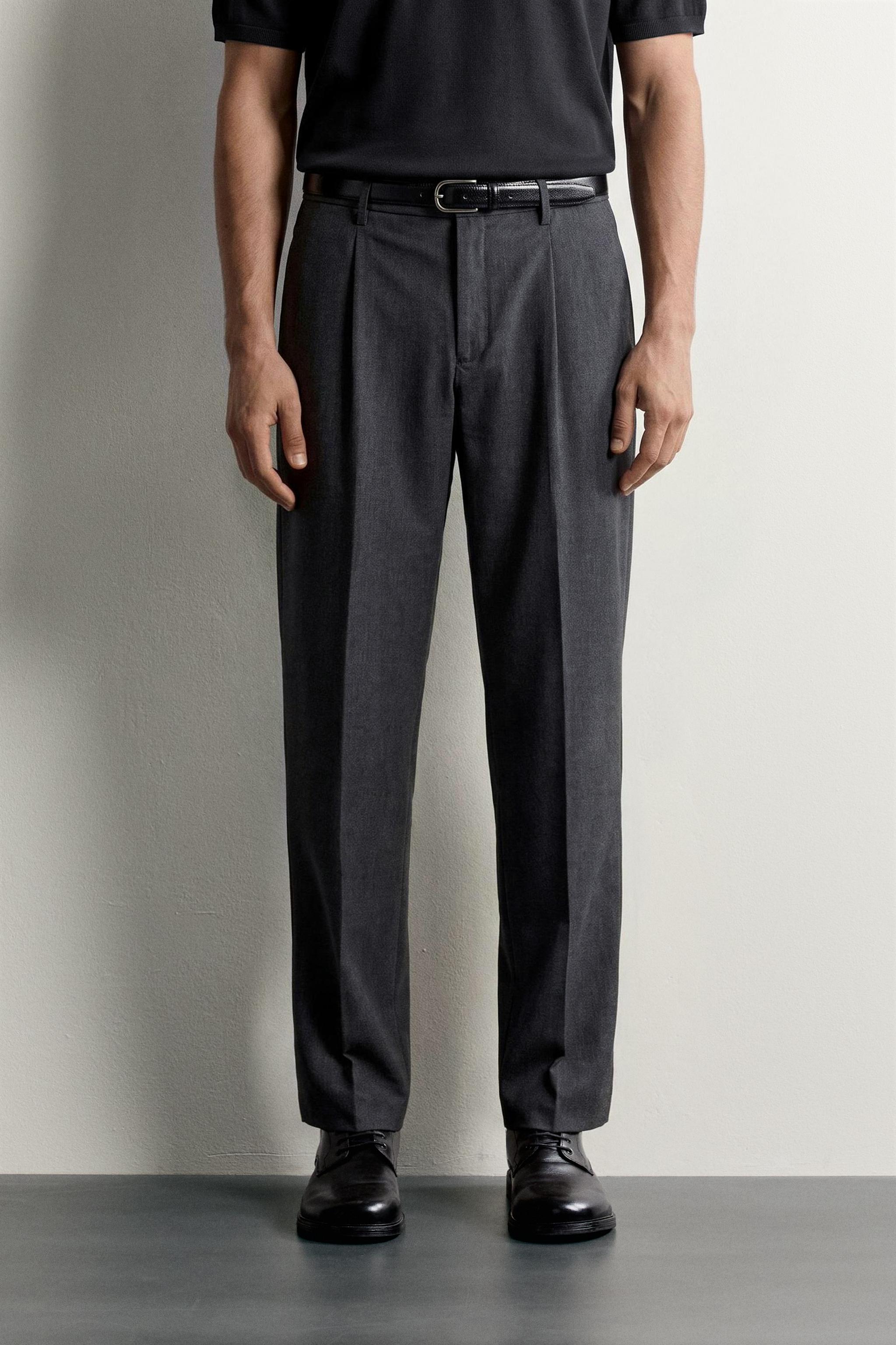 Zara PİLİLİ REGULAR FIT TAKIM PANTOLON görsel 2