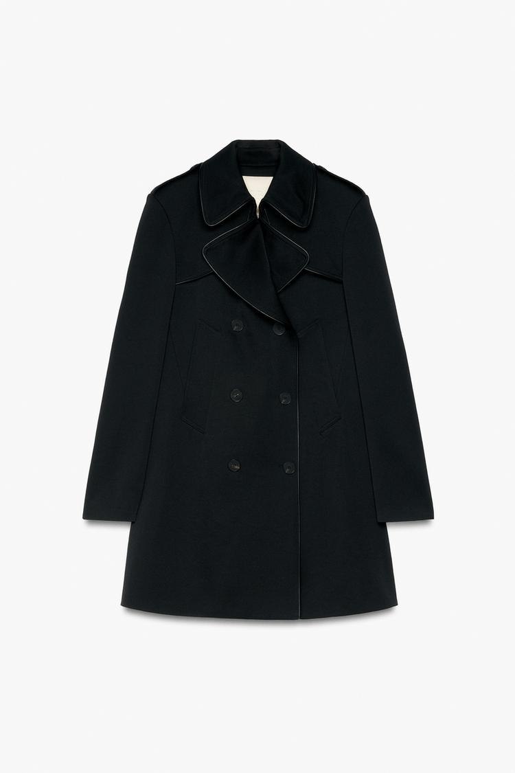 Trench cruzado mezcla lana vivos combinados zw collection