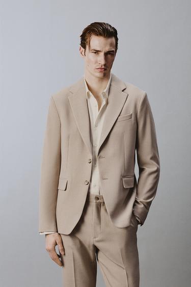 SLIM FIT SUIT BLAZER - Sand / Marl by Zara