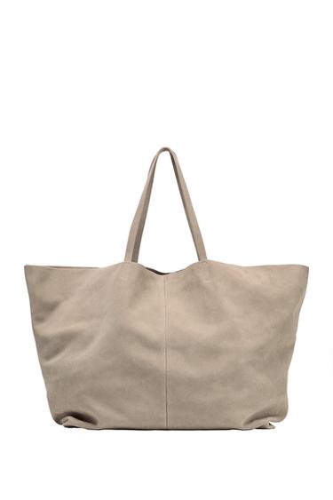 SAC MAXI SHOPPER EN CROÛTE DE CUIR - SABLE/MARRON de Zara