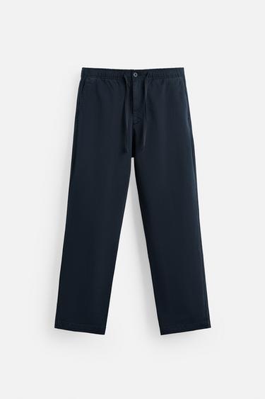 REGULAR FIT JOGGER WAIST TROUSERS - Navy blue by Zara