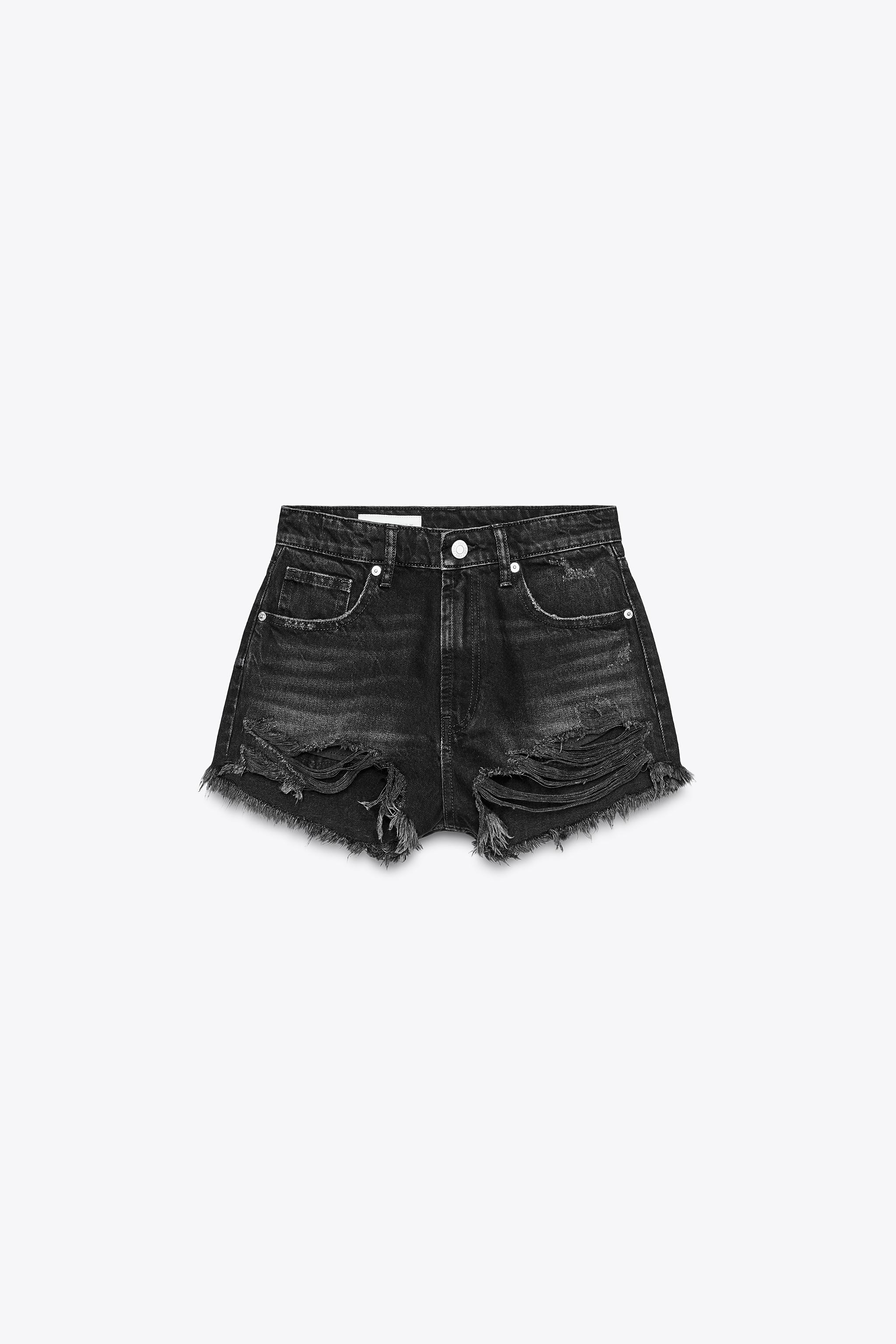CURVED HIGH-WAISTED DENIM SHORTS White ZARA United States