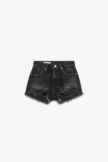 SHORTS DENIM MID RISE - Negro de Zara