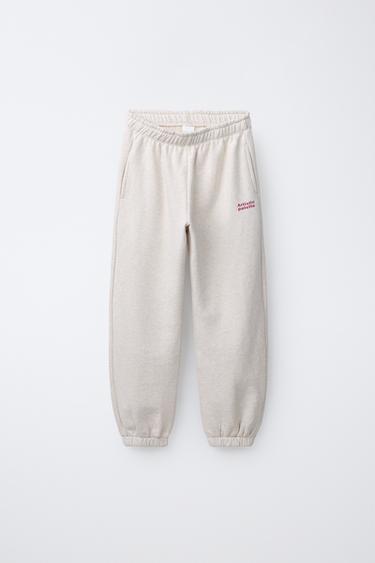 SWEATSHIRT AND PLUSH TROUSERS SET WITH SLOGAN - Sand / Marl by Zara - Image 3