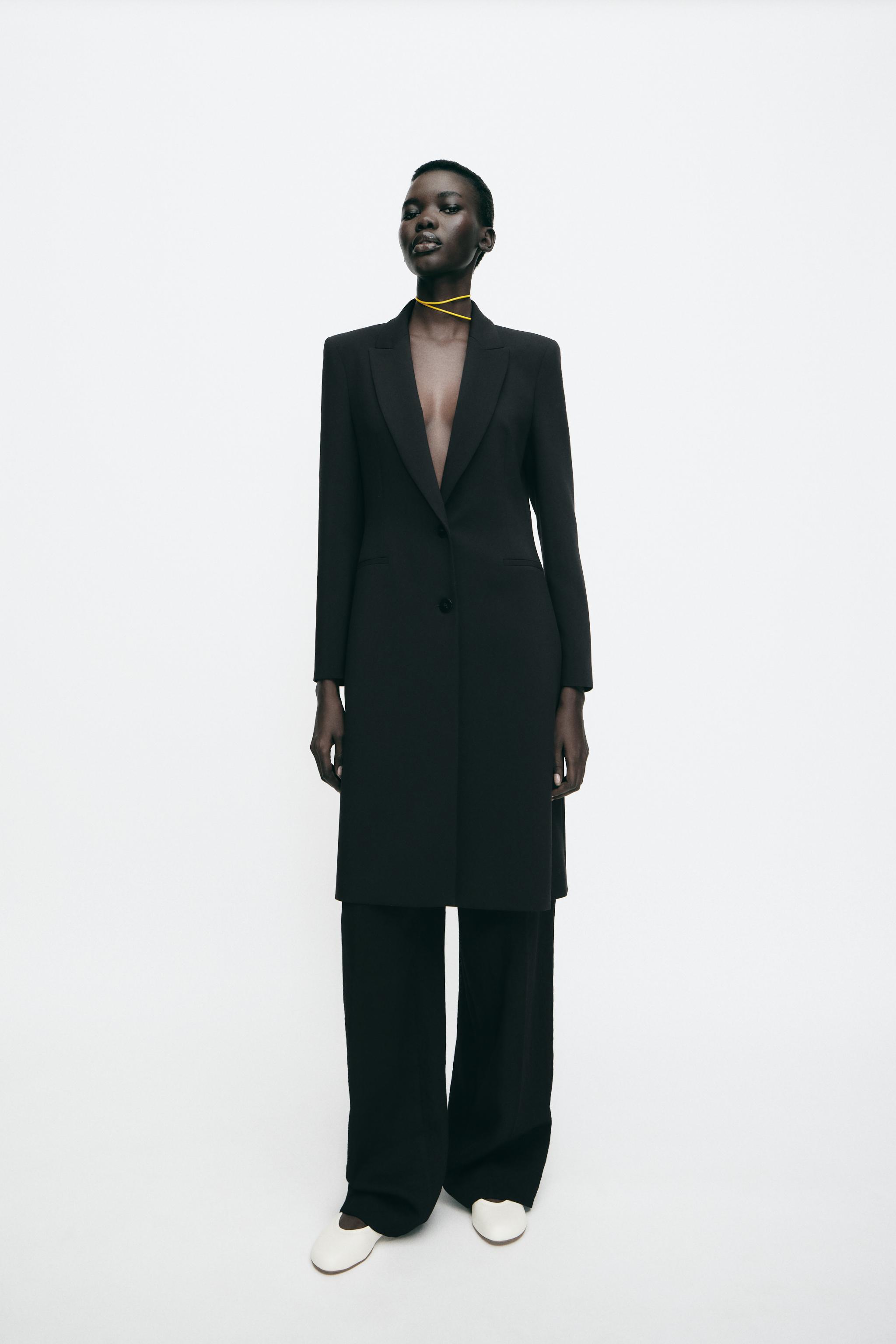 LONG BLAZER WITH SHOULDER PADS - Black | ZARA Australia