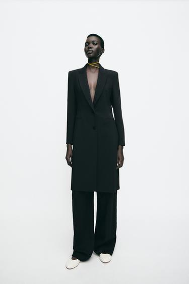 LONG BLAZER WITH SHOULDER PADS - Black by Zara - Image 0