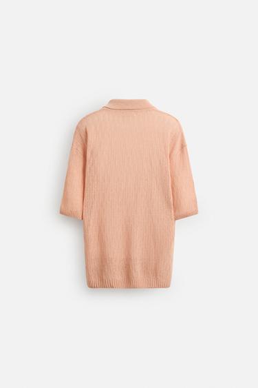 POLO EN MAILLE AJOURÉE - Abricot de Zara - Image 7