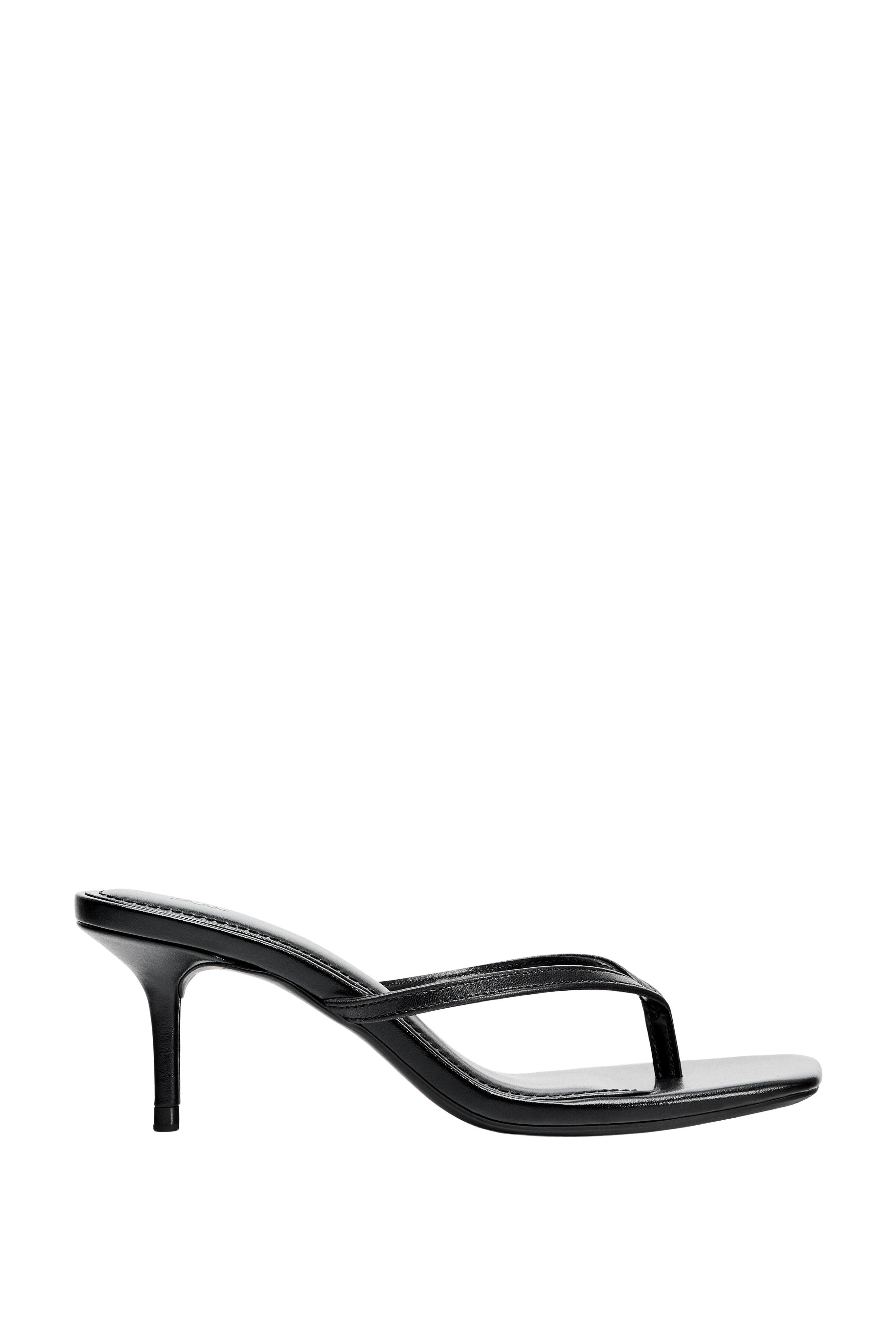 LEATHER STRAPPY HEEL SANDALS