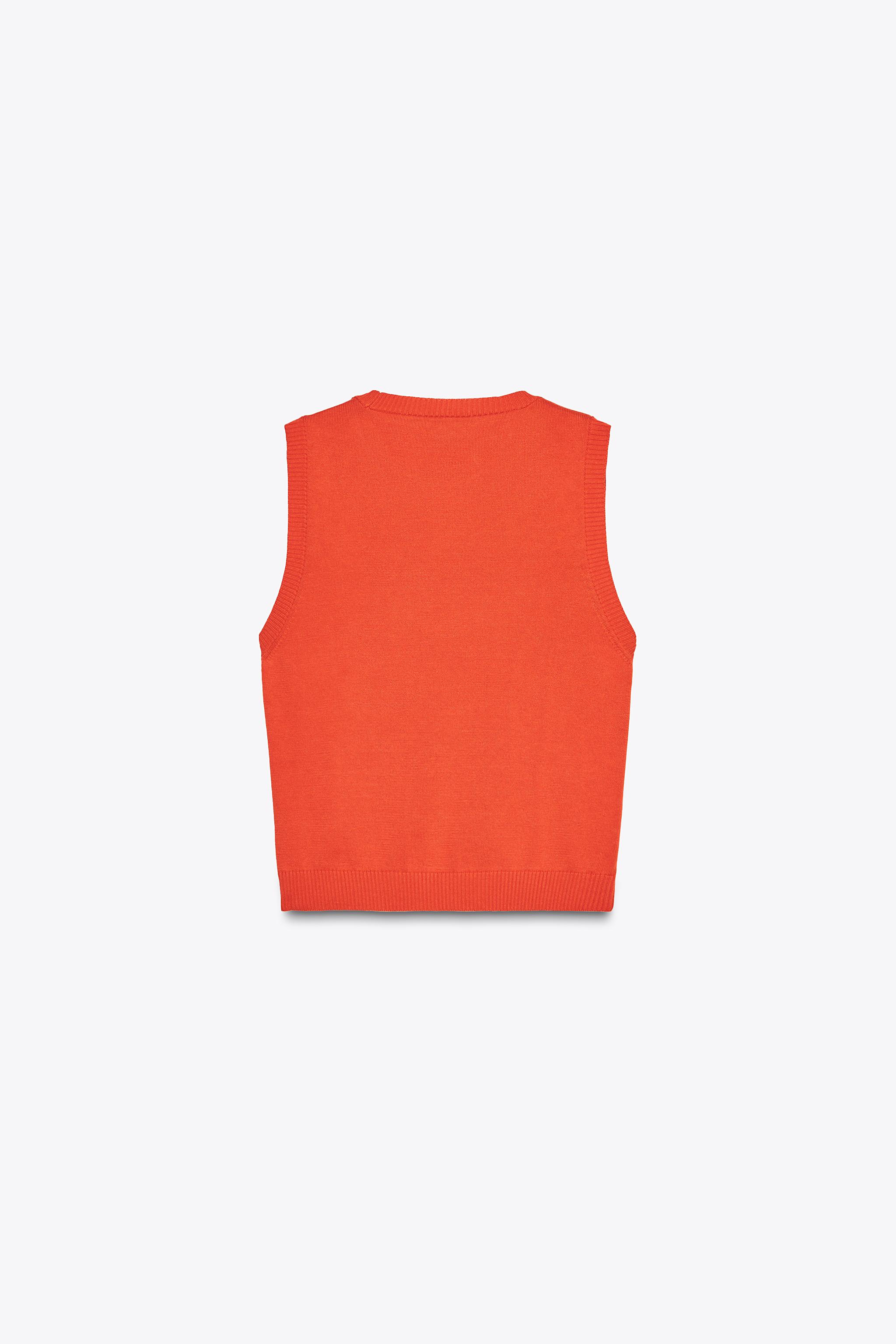 DIAMOND KNIT VEST TOP - Orange | ZARA United States