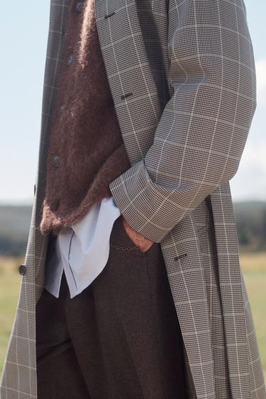 LIMITED EDITION CHECK TRENCH COAT WITH LEATHER DETAIL - Black / Green by Zara - Image 6