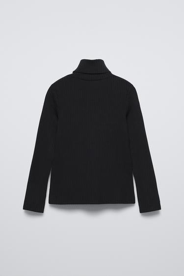 PULL RIB COL ROULÉ - Noir de Zara - Image 1