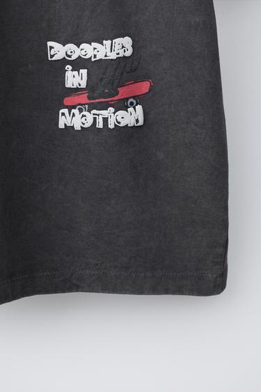 FADED EFFECT SLOGAN PRINT T-SHIRT - Anthracite grey by Zara - Image 3