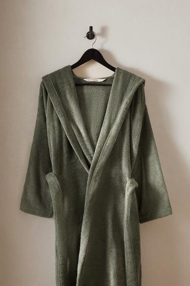 (360 GXM²) BATHROBE WITH HOOD - Khaki by Zara - Image 7
