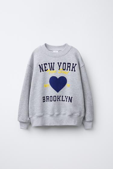 Zara HEART PATCH SWEATSHIRT - Gray marl