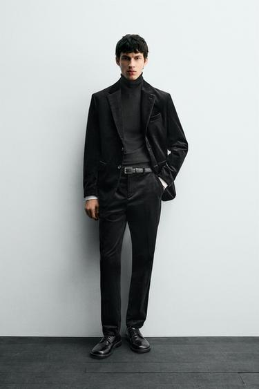 PANTALÓN TRAJE PANA - Negro de Zara
