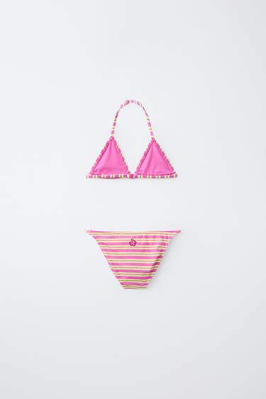 MAILLOT DE BAIN DEUX PIÈCES CÔTELÉ HIBISCUS 6-14 ANS - Fuchsia de Zara - Image 2