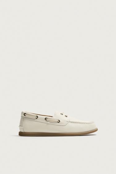 ZAPATO NÁUTICO PIEL - Blanco de Zara