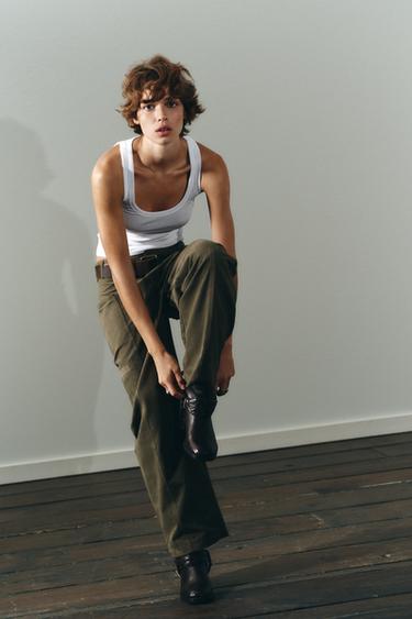 BALLOON CARGO TROUSERS - Dark khaki by Zara - Image 1