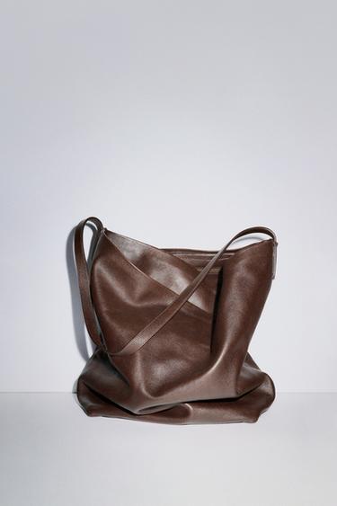 SACA PIEL DOBLE COMPARTIMENTO - Rojo Burdeos de Zara