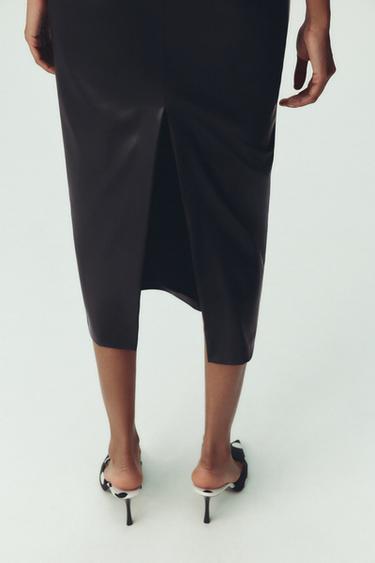 FAUX LEATHER MIDI DRESS - Black by Zara